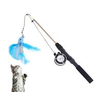 Genérico Jouet de canne à pêche pour chats : jouet extensible pour chat, canne à pêche avec plumes, jeu interactif | Idéal pour s'entraîner et augmenter le lien d'activité