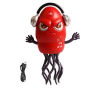Generico Jouet de poulpe électrique - Calamars de danse rechargeable, jouet rampant de 20,5 x 12,5 x 3 cm avec lumières, musique et capteur d'obstacle, matériau Abs interactif