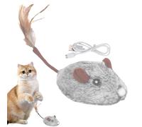 Genérico Jouet de souris pour chat - Jouet électronique en peluche avec queue de plumes | Jouet de souris électrique rechargeable par USB Jouets mobiles pour chats avec détection