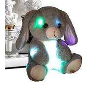 Genérico Jouet en peluche LED - Lapin en peluche gris de 9,8 pouces | Animal lumineux pour garçons et filles | Maison, salle de jeux, chambre, voyage, compagnon de siège de voiture