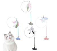Generico Jouet pour chats avec ventouse, 4 pièces baguette avec plumes pour chats, activités interactives pour réduire le stress et l'ennui pour chiots de toutes les races