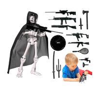 Generico Jouet tête de mort - Figurine d'assemblage squelette - articulée - Action positionnable | Créatif pour , garçons et filles, comprend un chapeau de combat pour homme