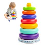 Genérico Jouets à anneaux empilables | Compétences motrices fines Activité éducative Stem Jeu d'anneaux arc-en- Idéal comme cadeau d'anniversaire, voyage, école et maison