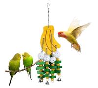 Generico Jouets de mordre pour oiseaux - Jeu en forme de banane pour perroquets | avec boules et perles jouets en bois pour calopsitte, pour soin du bec contre l'ennui pour cônes inséparables