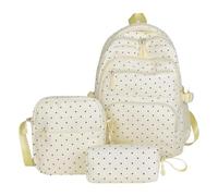 Genérico Kawaii Lot de 3 sacs à dos mignons à pois, Jaune clair, Voir | Teenager Daily Backpack for Students Kindergarten Preschool Elementary Primay Middle High Back-To-School Travel Daily