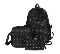 Genérico Kawaii Lot de 3 sacs à dos mignons à pois, noir, Voir description | Teenager Daily Backpack for Students Kindergarten Preschool Elementary Primay Middle High Back-To-School Travel Daily