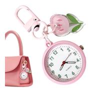 Generico Keychain Watch - Cute Luminous Portable Timepiece Cartoon Bag Pendant Aesthetic Design, Glowing + High Precision Quartz Movement | Reinforced Zinc Alloy Housing - For Women & Children, rose