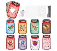 Generico Kids Greeting Cards | Cute Jar Design Postcard, DIY Heart Pattern Kids Valentines Day Exchange Cards - For Boys Girls Students Classmates Friends 7.09x4.72x0.59 InchesAdults Couples