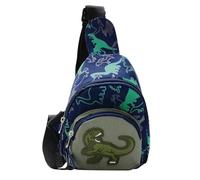 Generico Kid's Shoulder Bag - Dinosaur Cross Body Sling Bag | Children's Messenger Cross Body Backpack | For Boys Girls Hiking Lightweight Adjustable Casual School Travel Essential, bleu, Fare