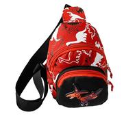 Generico Kid's Shoulder Bag - Dinosaur Cross Body Sling Bag | Children's Messenger Cross Body Backpack | For Boys Girls Hiking Lightweight Adjustable Casual School Travel Essential, rouge,