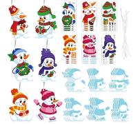 Genérico Kit d'artisanat de Noël - 72 pièces de décorations de Noël 2D DIY avec autocollants | vos propres arbres pour le plaisir familial et l'affichage saisonnier