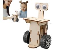 Genérico Kit d'assemblage de robot : projets pratiques de menuiserie, blocs de robot d'apprentissage scientifique, pédagogique Stem, kit de construction de coffret d'accessoires en bois naturel