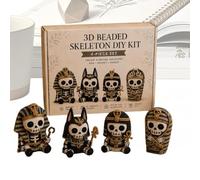 Genérico Kit de bricolage Squelette 3D Perles - Kit DIY de tête de mort décoratif Halloween | Figurines squelette de perles faites à la main, pour débutants, bureau d'angle