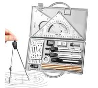 Generico Kit de géométrie - Kit de géométrie - Ensemble professionnel de 16 outils de rédaction avec fournitures pour dessin, boîte de rangement pour artistes, étudiants, enseignants, architectes