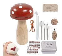 Genérico Kit de métier à professionnel en bois avec aiguilles, outil de patch de point de champignon pour repriser, réparation de tissus et bricolage