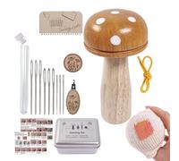 Generico Kit de patchs tricotés - Outil de réparation de champignons en bois, kit complet pour réparer et réparer les vêtements | Fournitures à coudre en bois de hêtre, aiguilles avec grandes, kit de