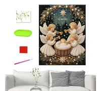 Generico Kit de peinture à perles en forme spéciale de la Nativité de Jésus | Naissance de Jésus Peinture artistique avec perles, artisanat facile avec pierres précieuses DIY pour débutants