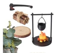 Generico Kit miniature de feu de camp, kit de camping pour jardin de fées - Réchaud suspendu et feu de camp miniature | pour maison, jardin, réunions de famille, , jeu fantaisie