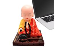Generico Kleine Mönchsfigur,Solar-Mönchsfigur | Lustiges Auto-Kopfschütteln-Spielzeug,Auto-Armaturenbrett-Ornament, Solarkopf schüttelnde Buddha-Mönch-Figur, Mönch-Statue für Zuhause,