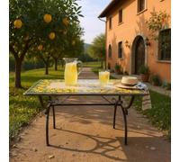 Generico La Maison Unique: Table Rectangulaire en Pierre de Lave Céramisée 180 x 90 cm - Peint à la Main sur la Côte Amalfitaine - Décoration Citrons