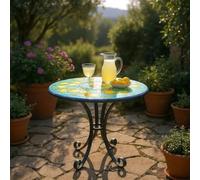Generico La Maison Unique: Table Ronde en Pierre de Lave Céramisée Ø70cm - Peint à la Main sur la Côte Amalfitaine - Décoration Citrons