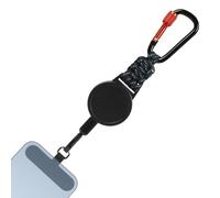 Generico Lanière de téléphone rétractable verrouillable à longueur réglable - Porte-clés à bobine de téléphone | pour bureau, école, voyage, randonnée, Noir , riferimento alla descrizione