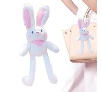 Generico lapin avec oreilles à tirer, mignon lapin amovible de 11 pouces - lapin drôle en peluche de Pâques, porte-clés pendentif pour anniversaires et fêtes