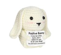 Genérico Lapin Crochet Positif - Figurine de lièvre faite à la main Cadeau inspirant, Amigurumi Soutien émotionnel | Mini compagnon en tricot pour décoration de bureau, soulagement du stress et