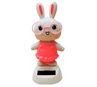 Genérico Lapin - Lapin pour tableau de bord de voiture 4,33 x 3,93 pouces, lapin à énergie solaire, jouets dansants pour décoration | Poupée qui secoue la tête, accessoires amusants