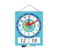 Generico Learning Clock, Dry Erase Telling Time, Teaching Timepiece Kids Double Side Minuterie Pratique Tool with Writing Area Cute Style Educational Resource for Classroom & Home, Bleu,