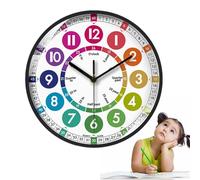 Genérico Learning Clock - Kids Learning Clock, NonTicking Analog Learn To Tell Time, Battery Operated Silent Wall Clocks | 25,4 cm, Colorful Educational Decor For Bedroom Study Classroom