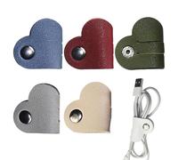 Generico Leather cableStraps With - PU Leather Portable USB Cord Holder, Heart Shaped Data cableManagement Ties, Stylish Wire Organizer For USB cableEarphone | Home Office Desk Uses