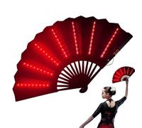 Generico LED Folding Hand Fan | Lighted Portable Party Accessory Battery Included Large Design | Glowing Dance Prop Festival Stage Photography Costume Tool | Bar Club Carnival Performance Atmo