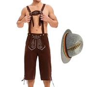 Generico Lederhosen Costume Homme - Vêtements Allemands Pour | Robe Bavière Traditionnelle | Pantalon Et Chapeau Pour Festivals De Musique - Événements Culturels Et Fêtes De Famille