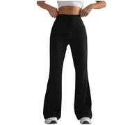 Generico Legging pour femme de sport, taille haute, pantalon à patte sans couture, jambe large, leggins, gymnastique, yoga, pantalon mat Booty, pantalon Flare Bootcut pour Running Jogging Danse, Noir