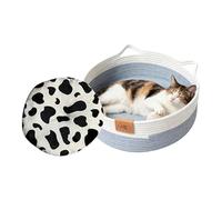 Generico Leto Pour Chiens Leto Pour Chats - | Cosy - Panier à Chats En Corde De Coton Avec Tapis, S/M/L 35/40/50 Cm Tressé Lavable Pour Chatons Chiots Lapins Intérieurs Toute L'année