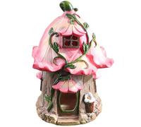 Generico Light Up Fairy House Solar Outdoor, Statue drôle en résine cottage,Ornements de porche, mobilier d'extérieur balcon cour de jardin