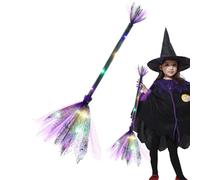Generico Light Up Witch Broom LED Halloween Costume Accessory, 35 pouces Glow Witches Prop, Mesh Staff, Kids Trick Or Treat Safety Light, Party Favor Decor | For Girls