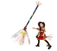 Generico Light Up Witch Broom LED Halloween Costume Accessory, 35 pouces Glow Witches Prop, Mesh Staff, Kids Trick Or Treat Safety Light, Party Favor Decor | For Girls