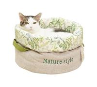 Genérico Lit pour chat - Coton et lin 33 x 28 cm | Lit type cuvette | Hiver lavable avec poignées pour chats d'intérieur, décoration de maison et confort petits animaux de compagnie