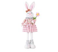 Generico Long Leg Standing Easter Bunny Decoration | Soft Fabric, 16.1in/21.6in Height | Plush Rabbit Doll Holding Egg, Carrot | Spring Home Decor, Party Supplies