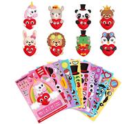 Genérico Lot d'autocollants d'animaux DIY - 24 pièces activité artisanale de Saint-Valentin, leurs propres décalcomanies mignonnes, élément décoratif créatif amusant | anniversaire, fête de classe