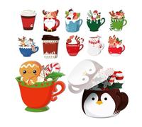 Genérico Lot de 12 blocs de notes de Noël - Renne tasse Fournitures de bureau - Notes adhésives Café de Noël - Pour l'école maternelle, l'école, la salle de classe, les récompenses, les fêtes, les