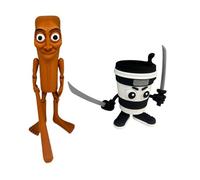 Genérico Lot de 2 figurines articulées Brainrot - Tung Tung Tung Sahur et Cappuccino Assassin - Décoration originale et collection