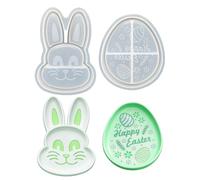 Generico Lot de 2 plateaux de Pâques en silicone, lapin, 16 x 11 x 1,6 cm, 14 x 12 x 1,6 cm, coulée en résine, époxy, ciment ou craie, à thé, centre de table festive