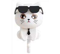 Generico Lot de 2 porte-clés mignons et originaux en ABS robuste, lunettes de soleil qui se lèvent pour accrocher des clés, des chapeaux, blanc