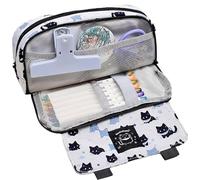 Genérico Lot de 2 trousses de rangement multifonction pour stylos avec motif de chats double couche, 20 x 10 cm, motif chaton, tissu en polyester, étudiants, artistes et voyages