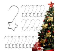 Genérico Lot de 20 crochets en forme d'étoile et S pour décorations de Noël - Support résistant pour accrocher aux portes, murs, chaussettes, boules et fêtes