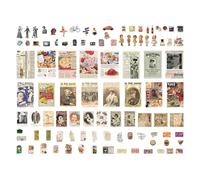 Genérico Lot de 200 autocollants vintage pour scrapbooking, album de scrapbooking - Autocollants de timbres en papier | Autocollants rétro anciens pour décoration de journal