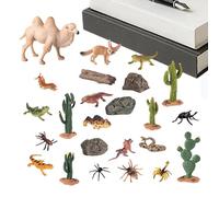 Generico Lot de 24 figurines d'animaux du désert - Figurines d'animaux réalistes - Paysage miniature, pour et filles, maison, dortoir, étagères, table, cadeaux